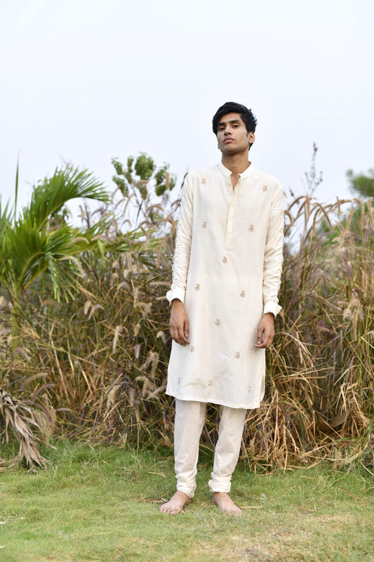 Men Wearing White Kurta Set.