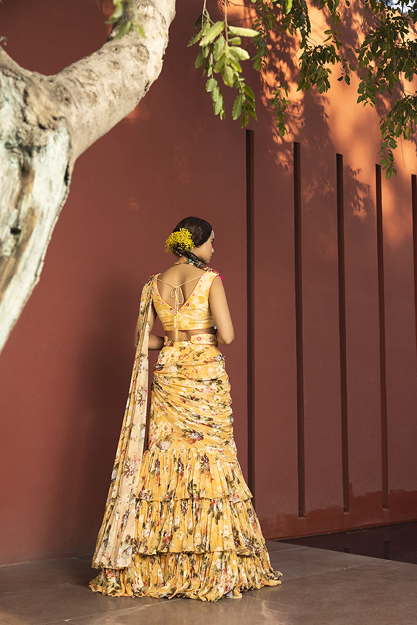 Buy Yellow Silk Zari Weaving South Onam Festival Half Saree Lehenga Online