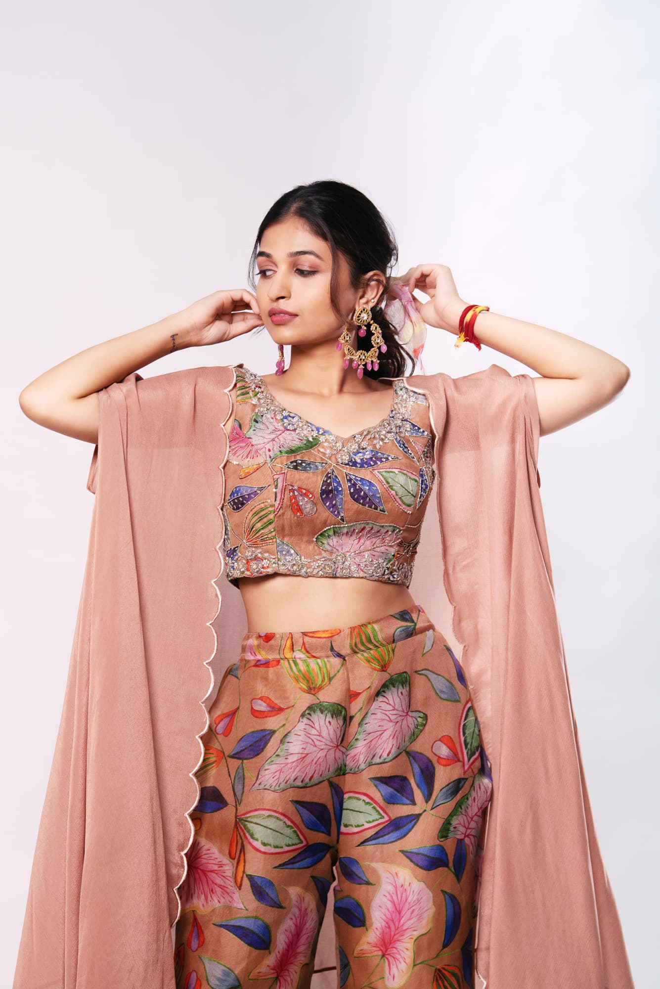 Womens SR Brown Organza Co-ord Set