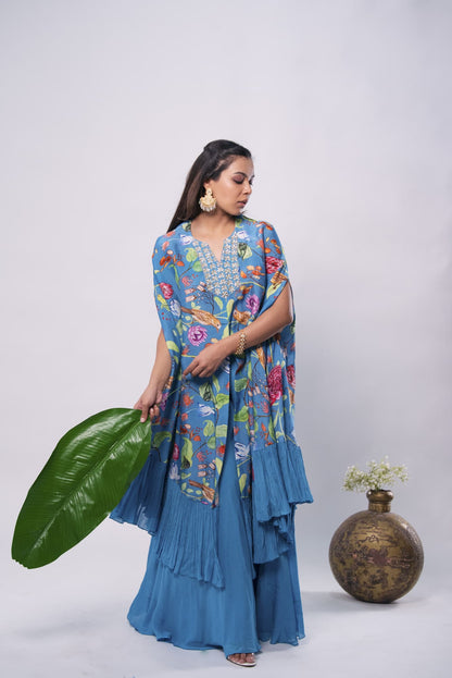 Womens SR Blue Rawsilk Co-ord Set