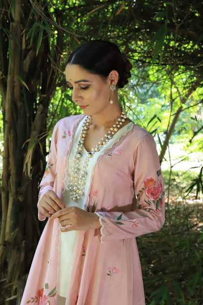 Womens Peony Pink Silk Jacket Set