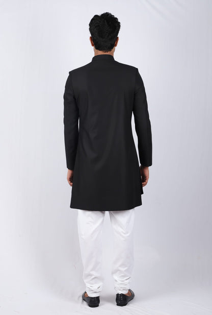 Mens Nawab Black Cotton Jacket