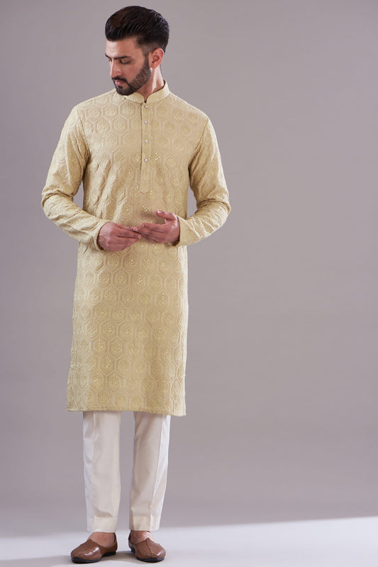 Men Wearing White Kurta.