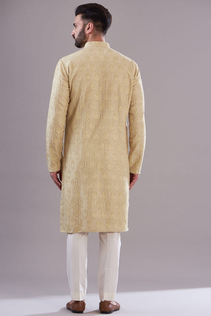 Mens Kasbah White Silk Kurta