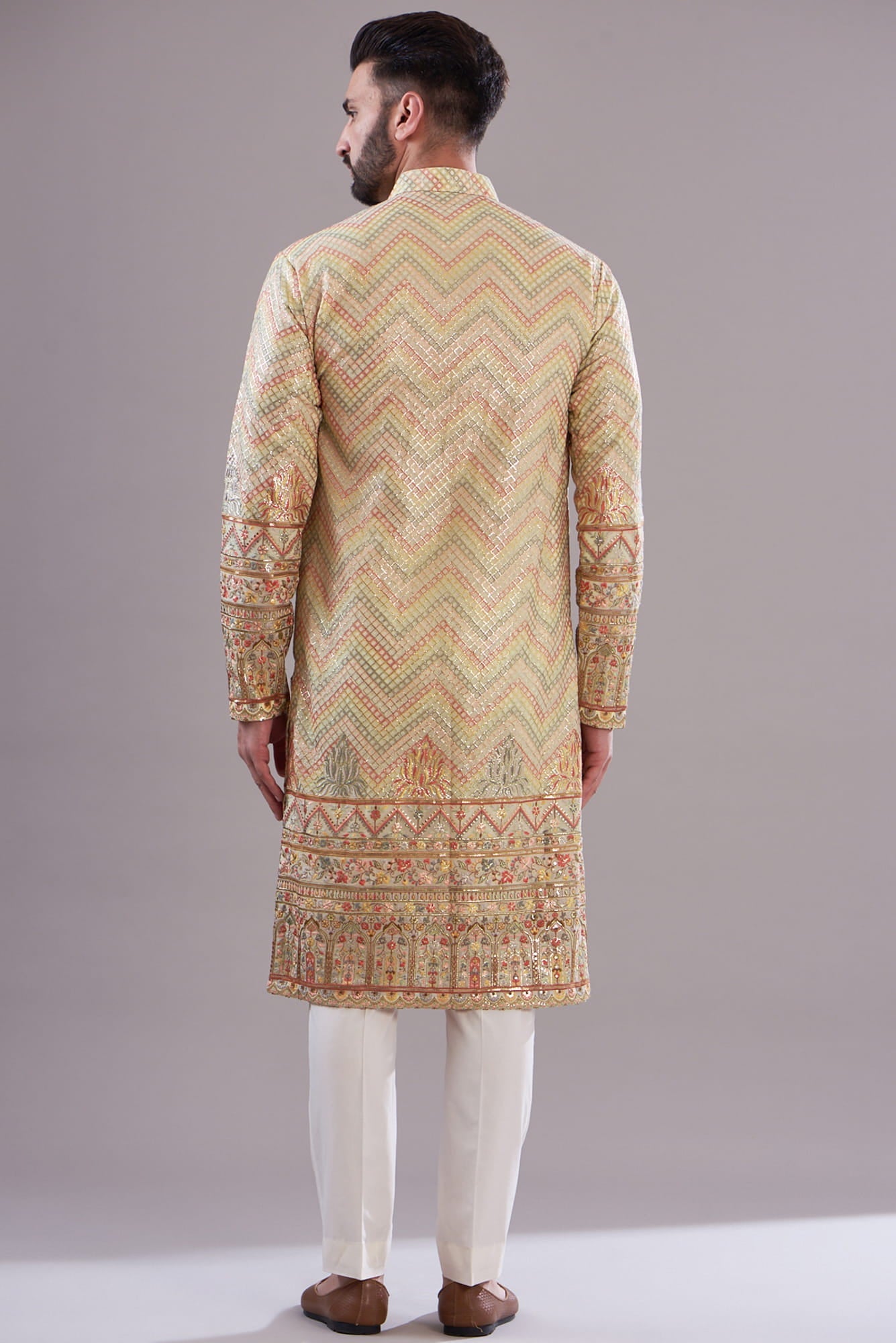 Mens Kasbah Pink Georgette Kurta