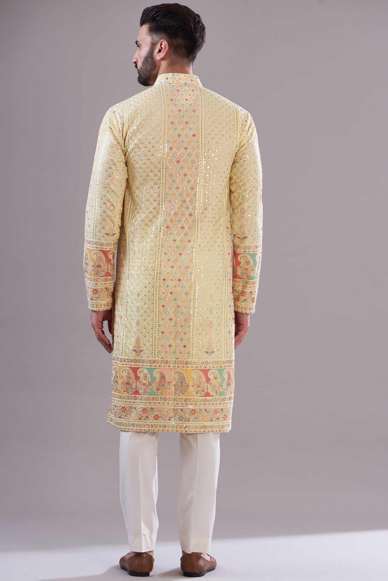 Mens Kasbah White Georgette Kurta