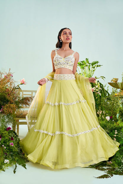 Womens Sophia Yellow Lehenga