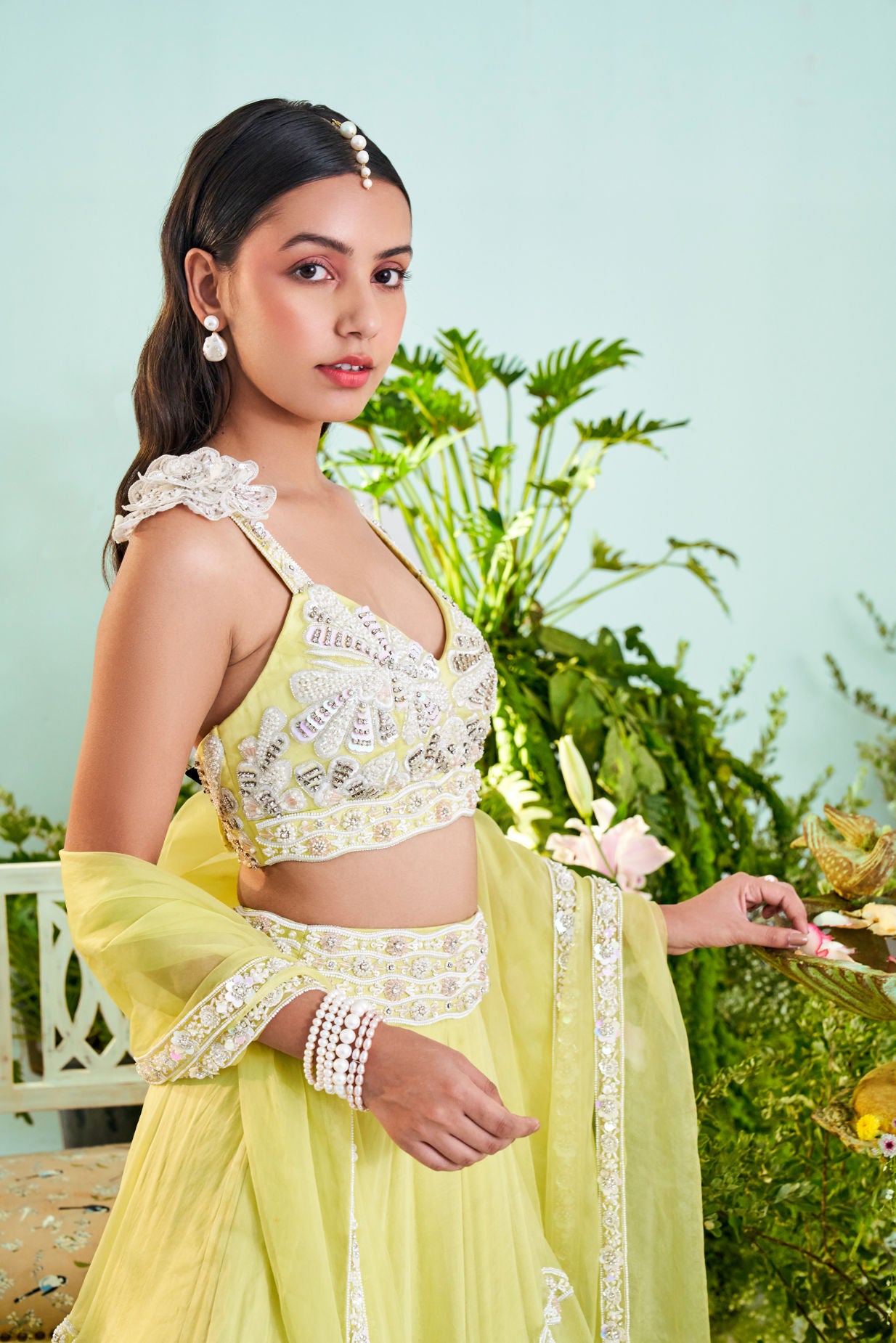 Womens Sophia Yellow Lehenga