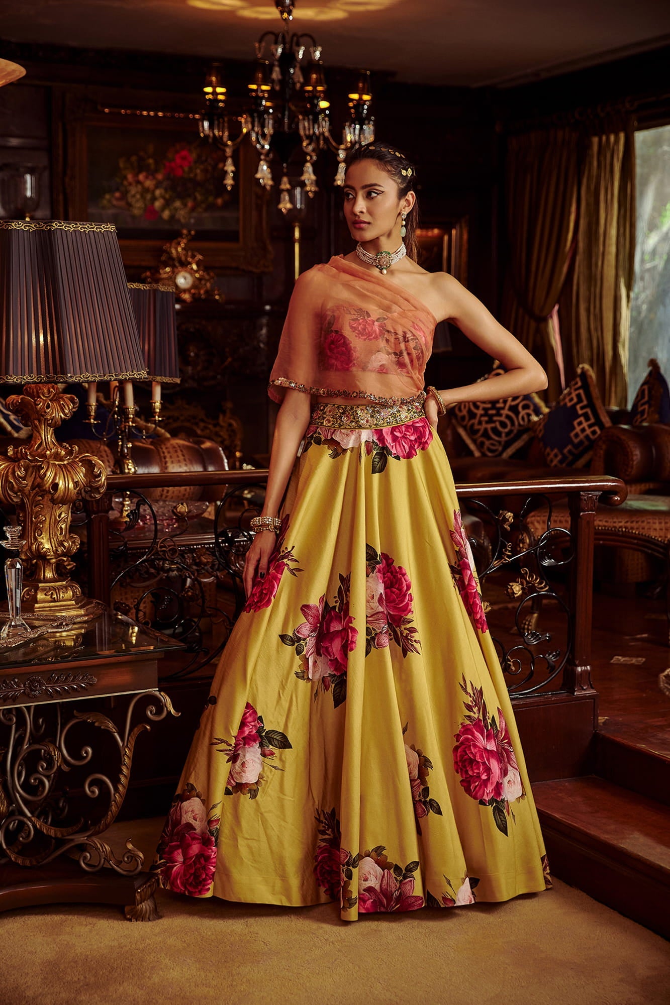 Women Wearing Yellow Lehenga Set