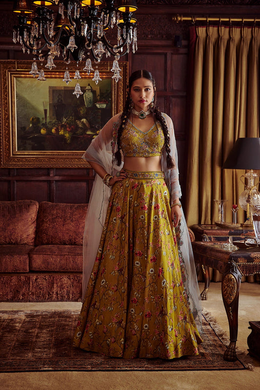 Women Wearing Yellow Lehenga Set