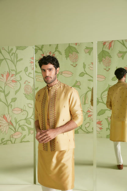 Mens Hunar Yellow Cotton Bandi Set