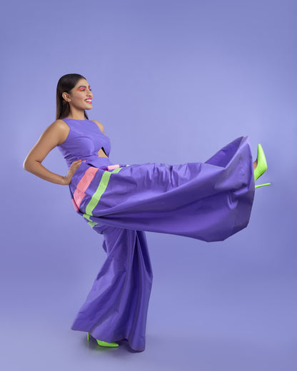 Womens Mentos Purple Pleated Jumpsuit