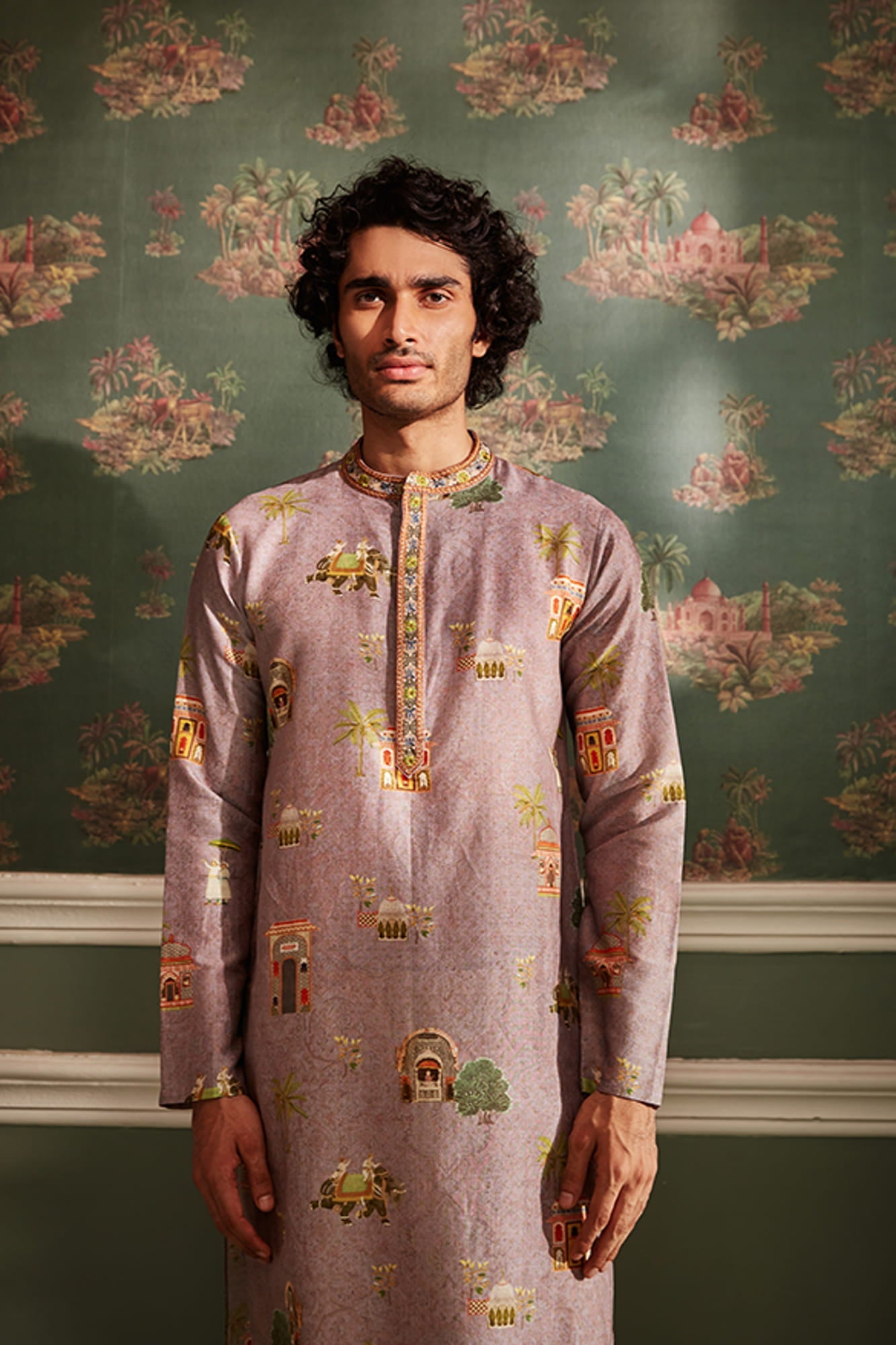 Mens Arnav Purple Chanderi Kurta Set