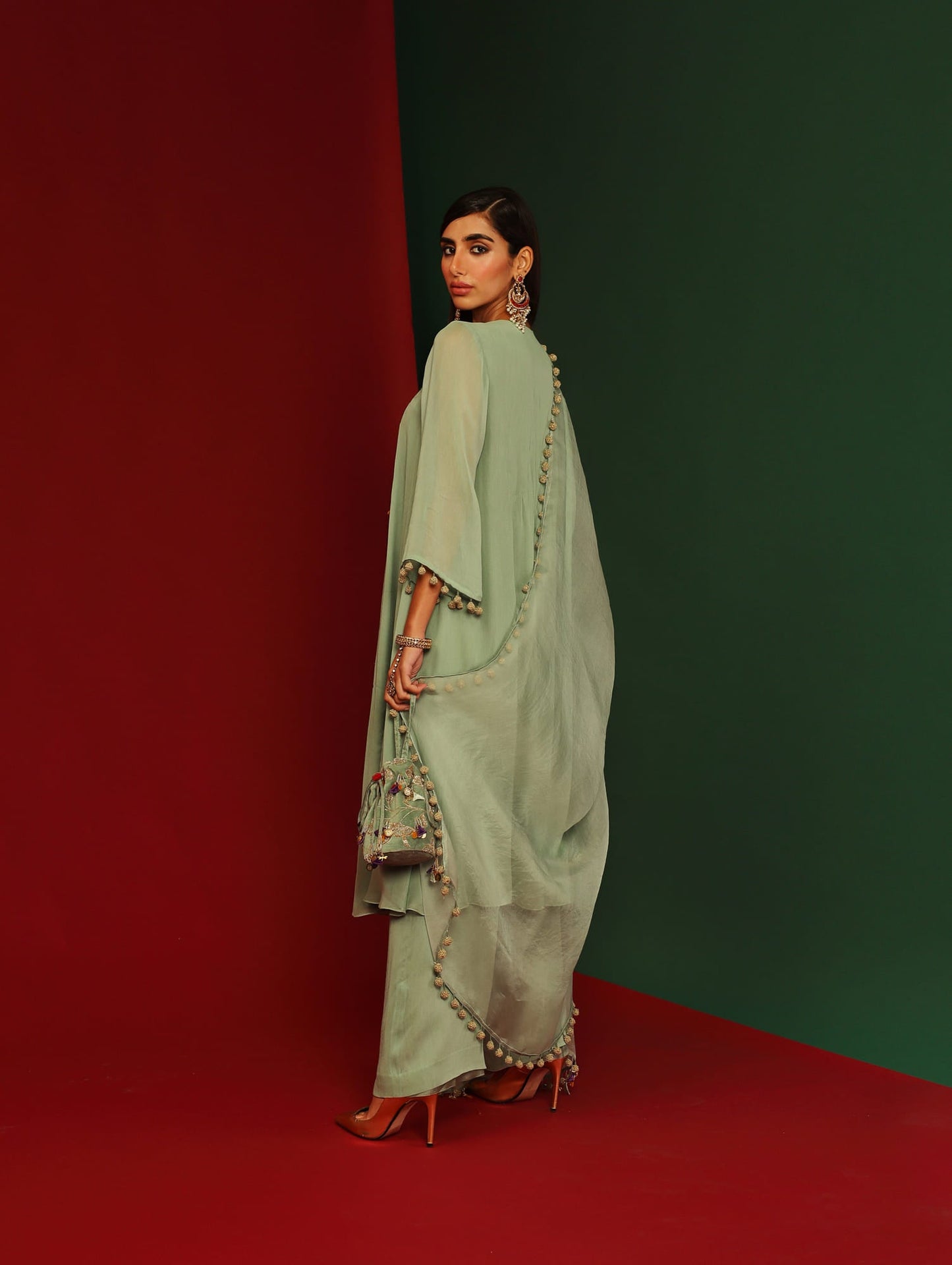 Womens Pihu Green Georgette Kurta Set