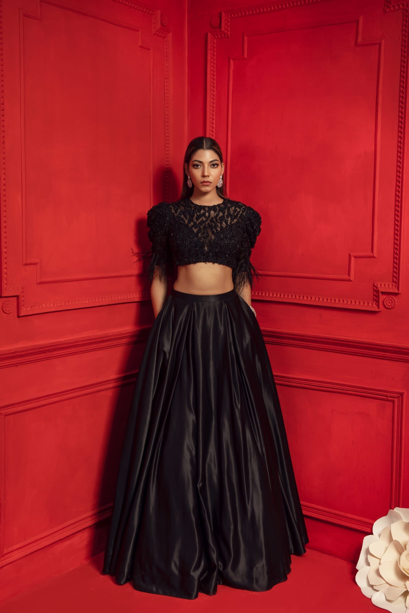 Women Wearing Black Lehenga With Blouse