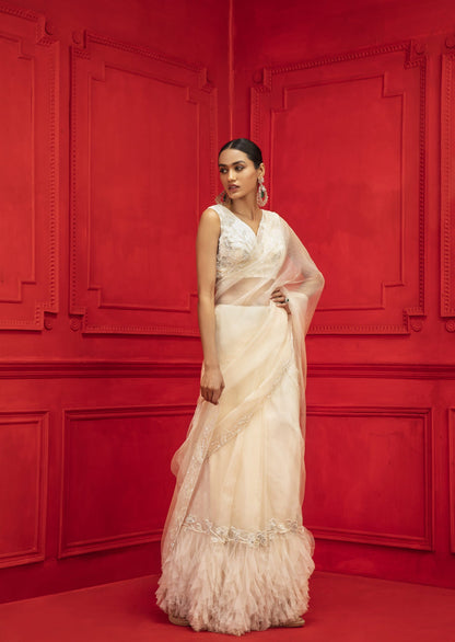 Women Wearing White Saree With Blouse