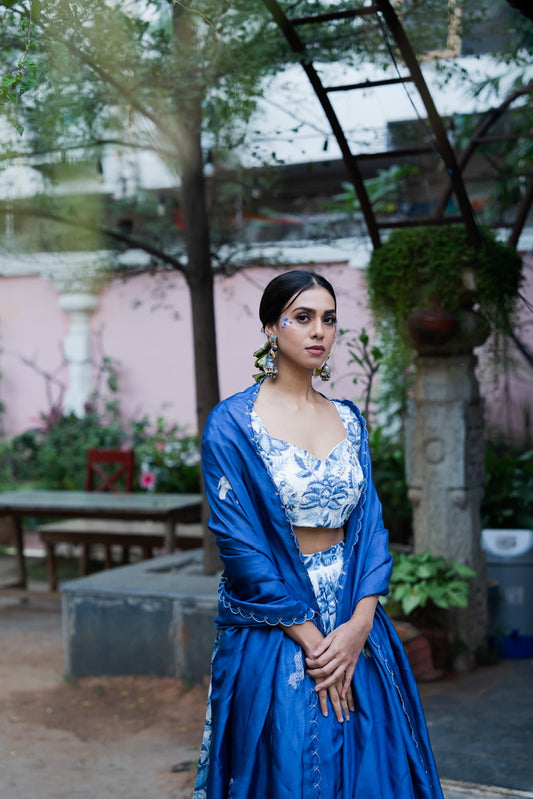 Women wearing blue Saree