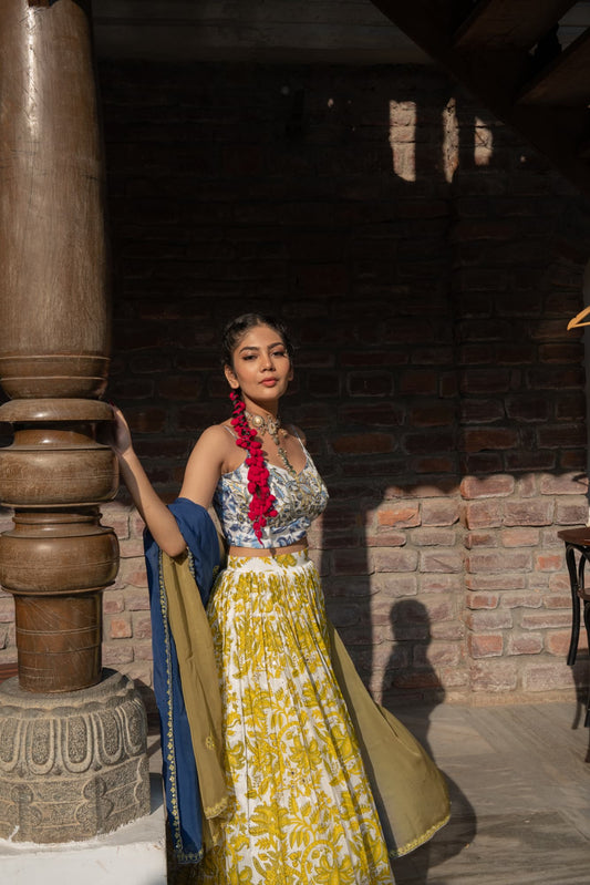 Women wearing blue Saree