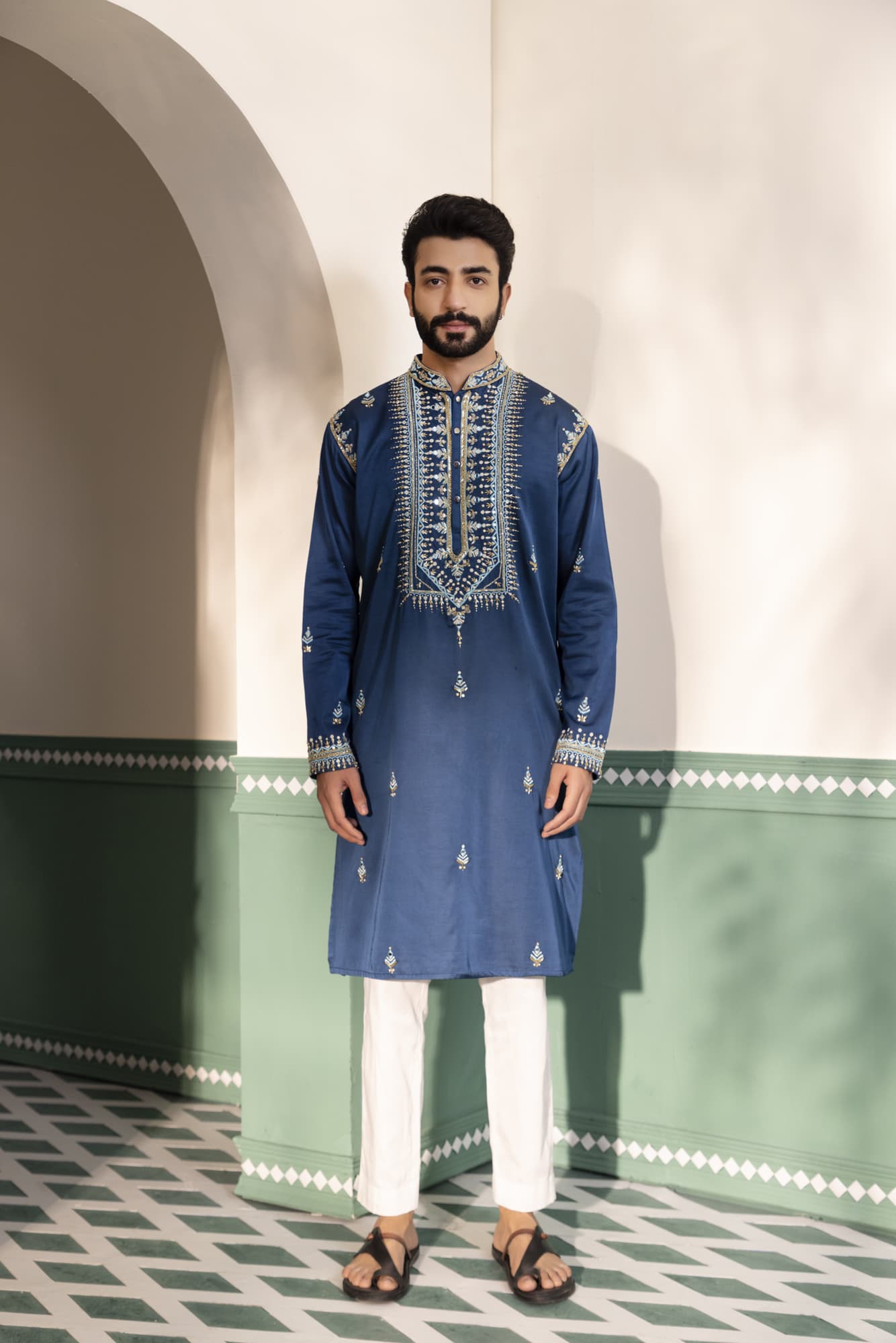 Men wearing blue kurta