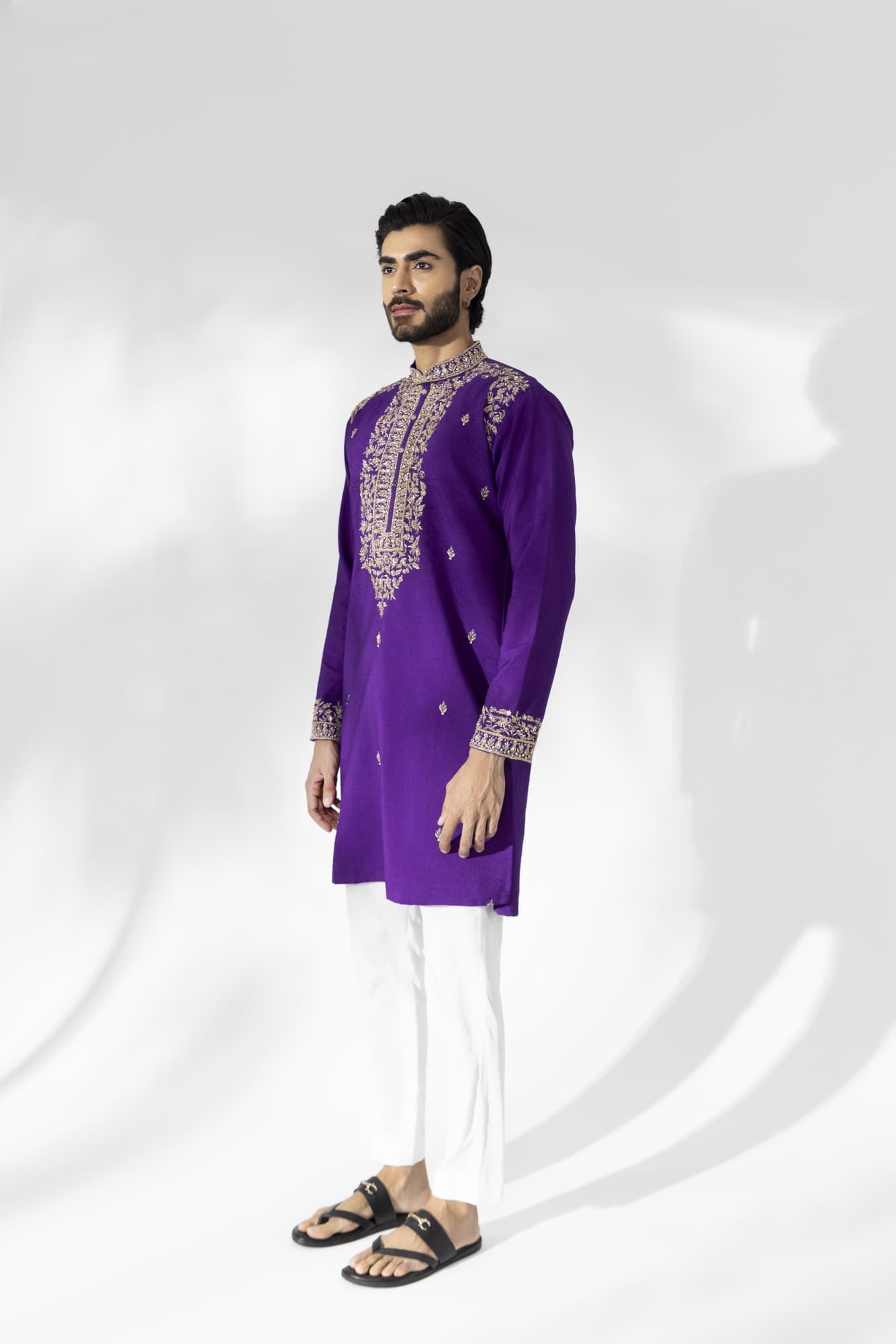 Mens Sifat Purple Padma Silk kurta set