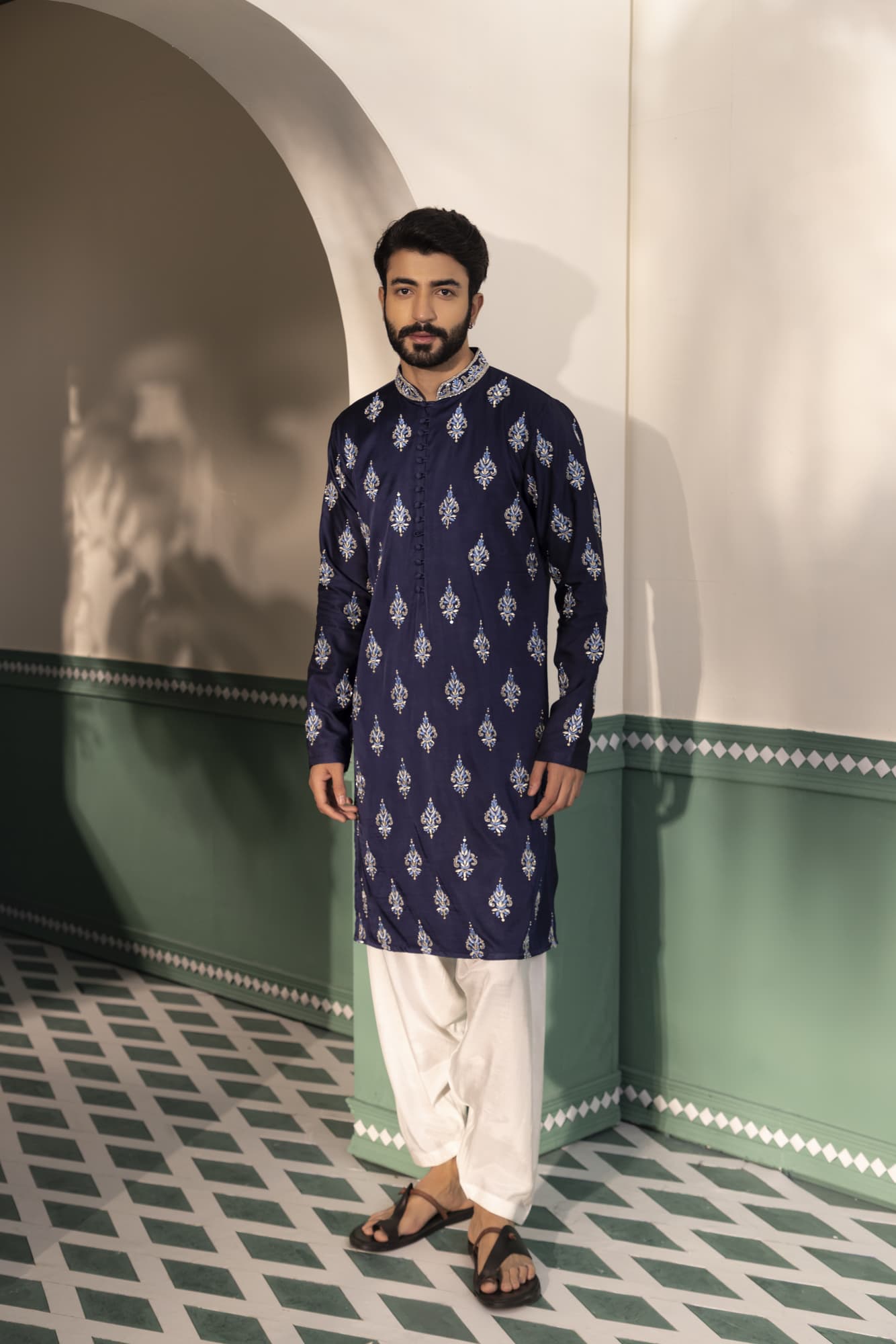 Men wearing blue kurta