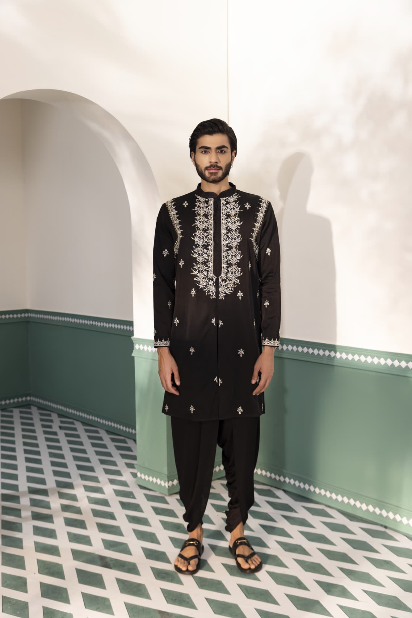 Men wearing black kurta