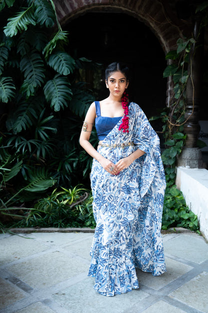 Women wearing blue Saree