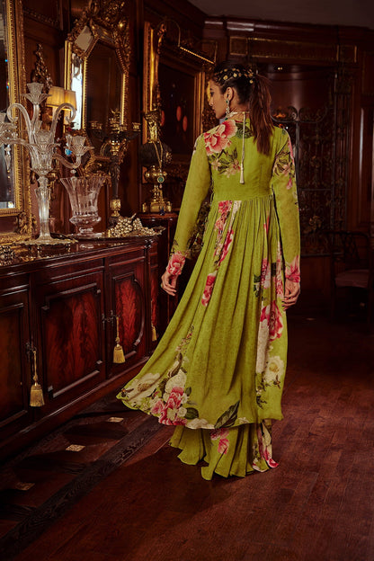 Womens Mihika Green Georgette Anarkali Set