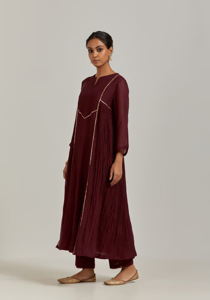 Womens Saaz Maroon Chanderi Kurta