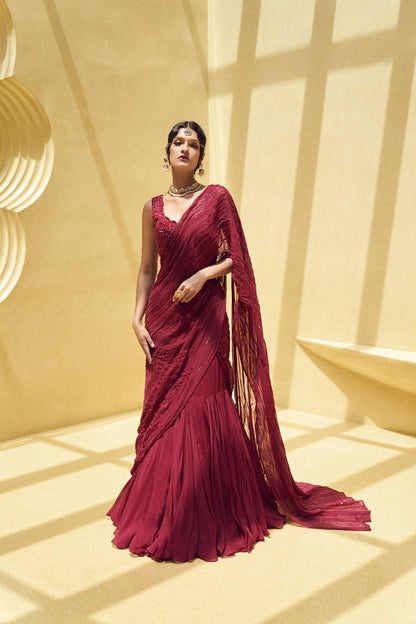 WOMENS RUBY SAREE