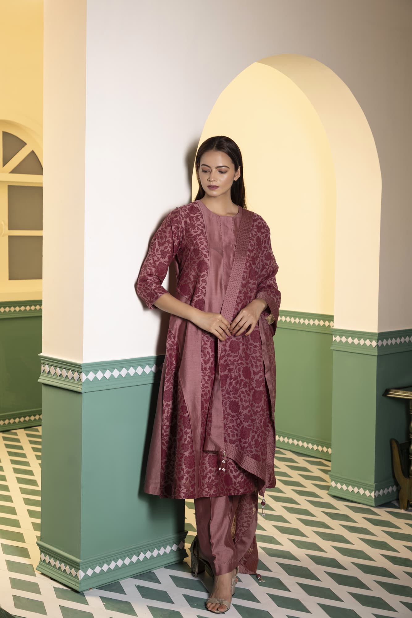 Buy Red Hand Block Printed Chanderi Suit- Set of 3 | FLSJS001/FABL4 | The  loom