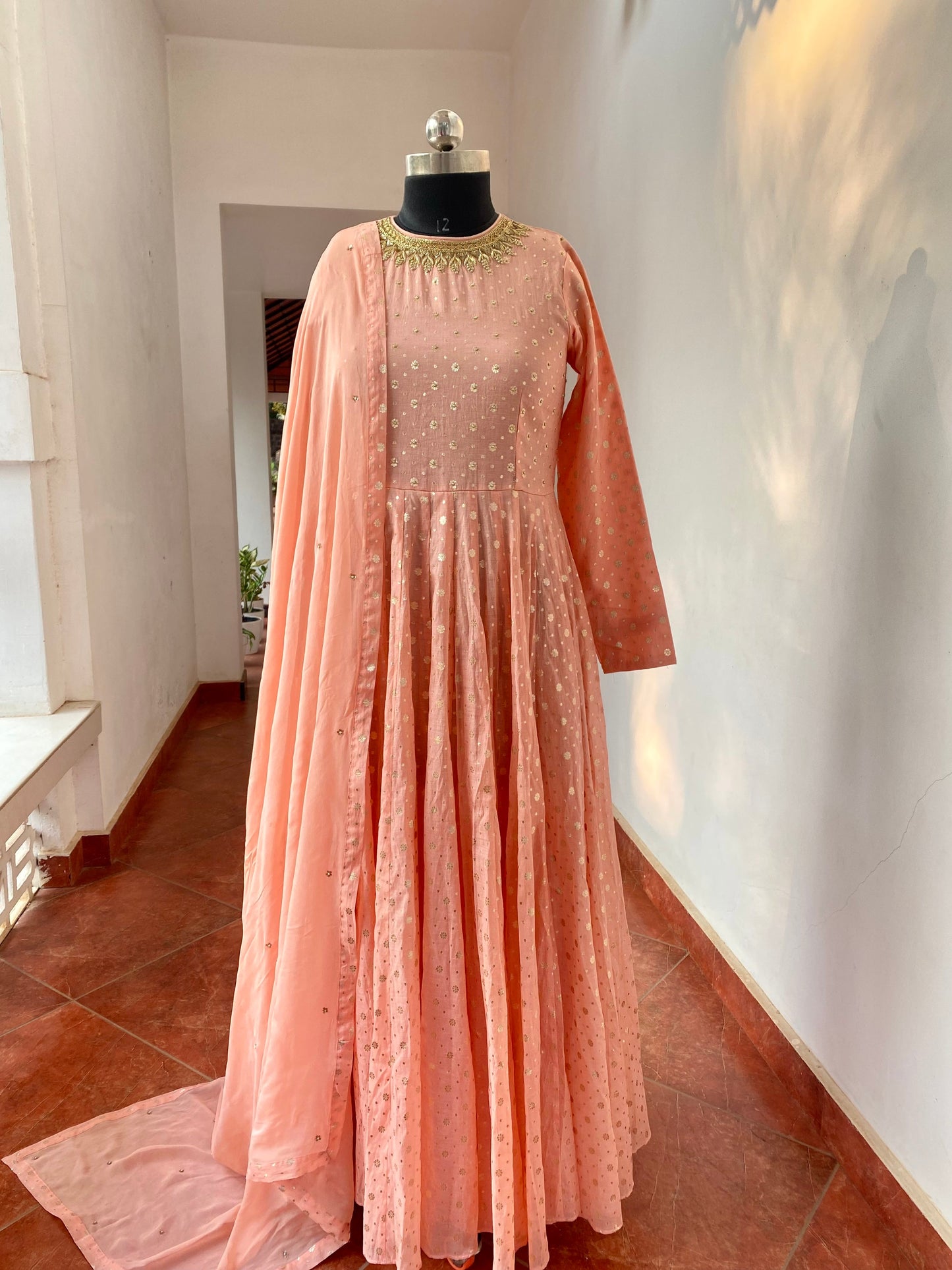 Womens Peach Anarkali Set