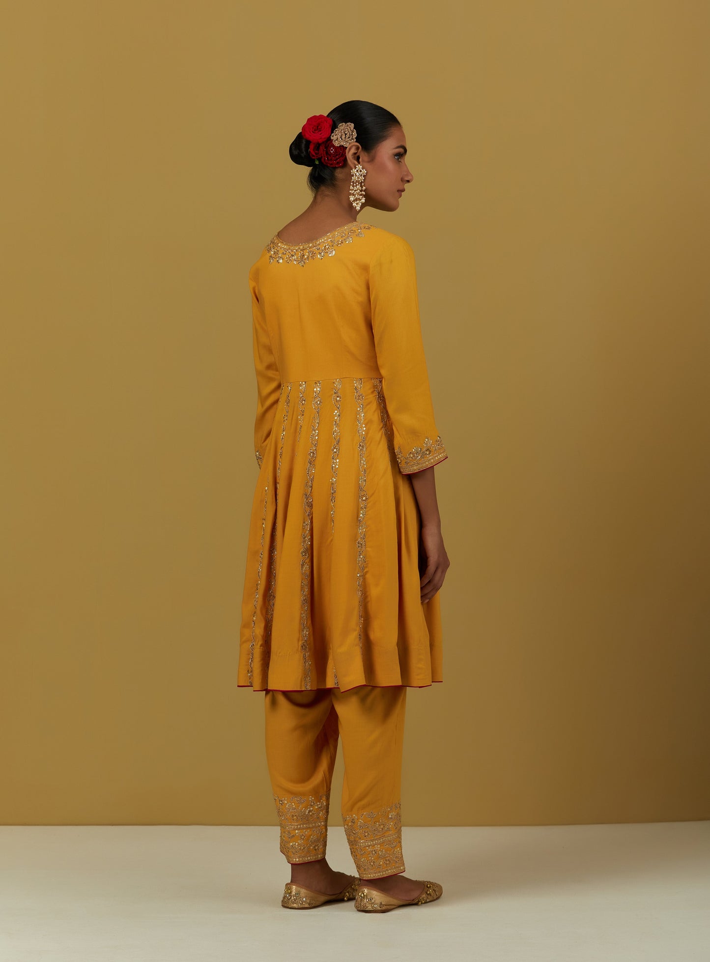 Womens MTO Indijay Yellow Cotton Kurta Set